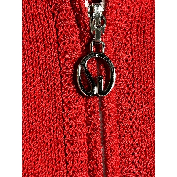 St john Collection knit red hoodie with blue, white racing stripe size small - Picture 5 of 8